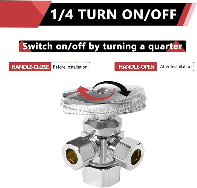 50PCS EFIELD Dual Compression Outlet Multi-Turn Angle Stop Valve | 1/2" NOM x - Image 3