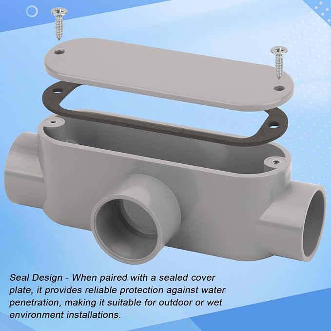 4Pack 1Inch Rigid PVC Conduit Body Type T 1IN PVC Conduit Bodies T Type - Image 3