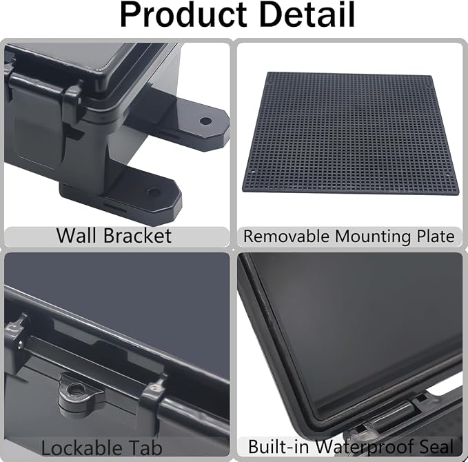 Junction Box, Hinged Black Cover IP67 Waterproof ABS Project Box - Image 4