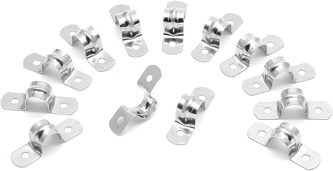50Pcs 15/32 Inch Stainless Steel Conduit Clamps | Two Hole Strap, U Bracket - Image 2