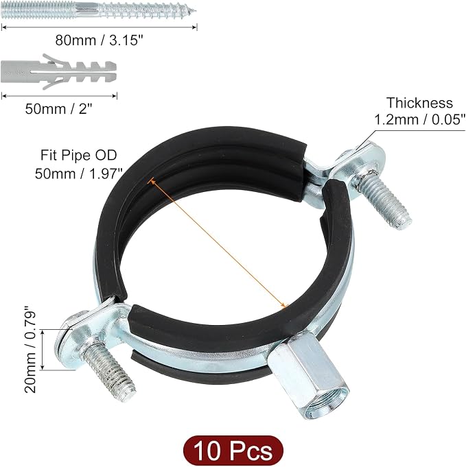 uxcell 10 Pcs Adjustable Pipe Bracket Clamp - Image 2