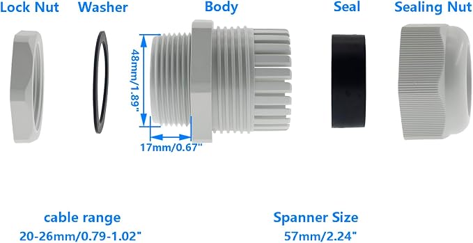 1-1/2 Inch NPT Strain Relief Nylon Cord Grip, SAFYY 20 PCS Waterproof Cable - Image 2