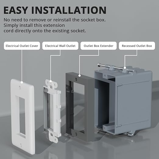 ABS 1/2 Inch Outlet Box Extender, Single Gang, 5 Pack | Single Gang Outlet Box - Image 4