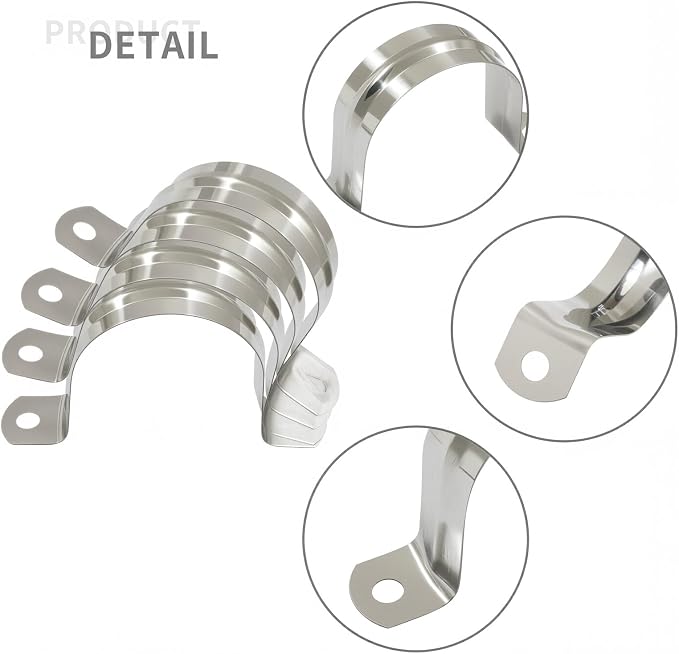 BokWin M45 U Shaped Bracket Clamps, 1-3/4 Inch | 304 Stainless Steel, Two Hole - Image 3