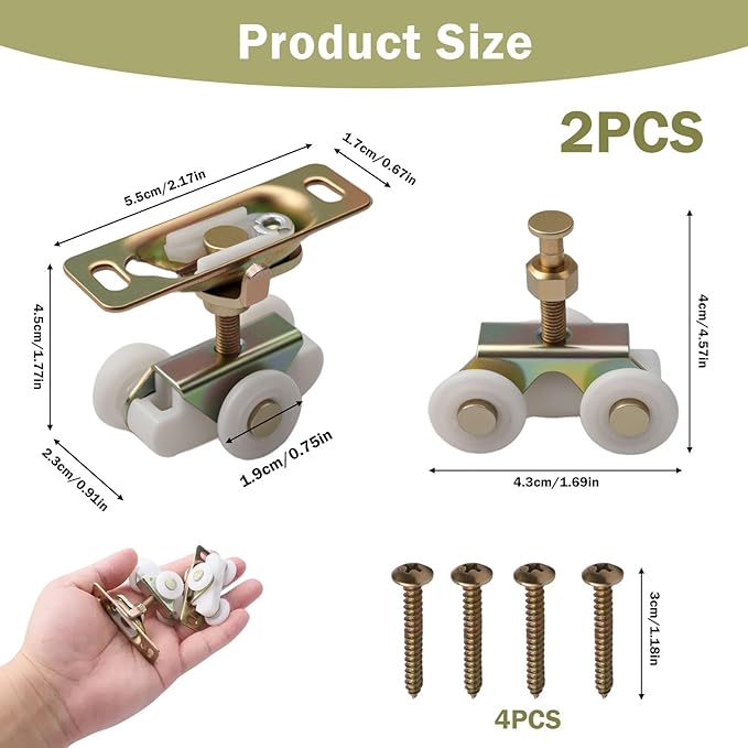 3/4 Inch RV Pocket Door Rollers, 2 Pack | Sliding Door Wheels Replacement - Image 2