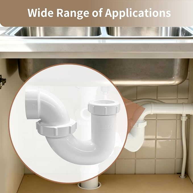 LESSO P Trap PVC 1.5 Inch, 1-/2" W/Plastic Nut | P-Trap, W/Union & 1-1/2" Slip - Image 6