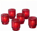 Kate Aspen Vintage Ribbed Red Glass Candle Holders Set of 6 by KateAspen