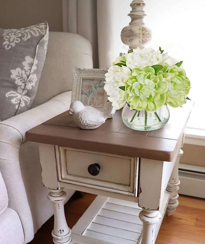 Hollyone White and Green Peonies Artificial Flowers - Image 4