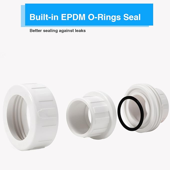 1-1/2 Inch PVC Union Coupling Pipe Fitting 1.5 Inch Schedule 40 Slip Union - Image 3