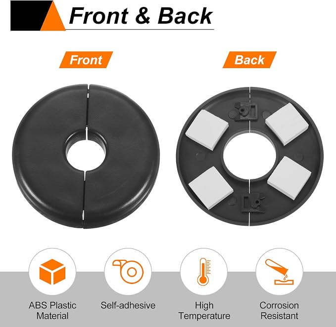 HARFINGTON 2pcs Wall Split Flange 11mm/0.4" Self-Adhesive Plumbing Cover Plates - Image 5