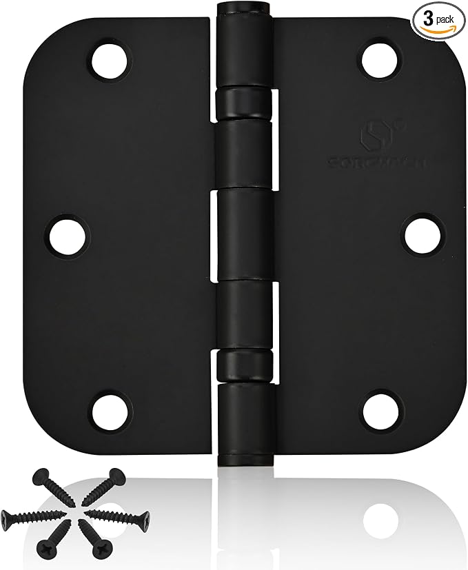 304 Stainless Steel 3.5 Inch Matte Black Door Hinges Interior Hinges 5/8" by SORGMACH