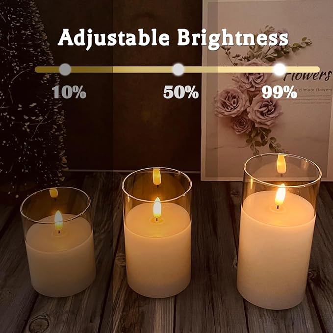 Glass Rechargeable LED Realistic Flickering Flameless Candles | Fake Flame - Image 3