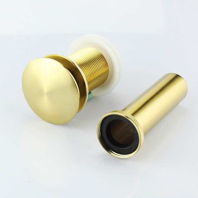 Bathroom Sink Pop Up Drain Without Overflow, Large Cap, Brushed Gold - Image 2