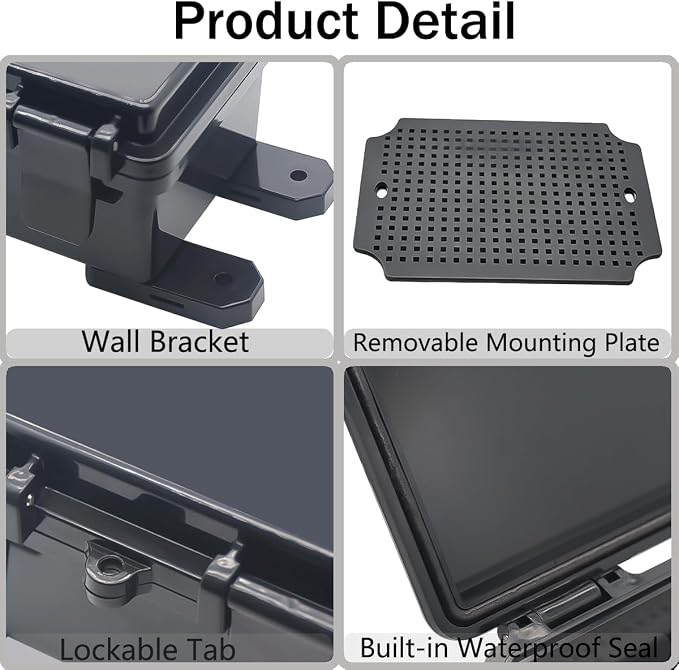 Junction Box, Hinged Black Clear Cover IP67 Waterproof ABS Project Box - Image 4
