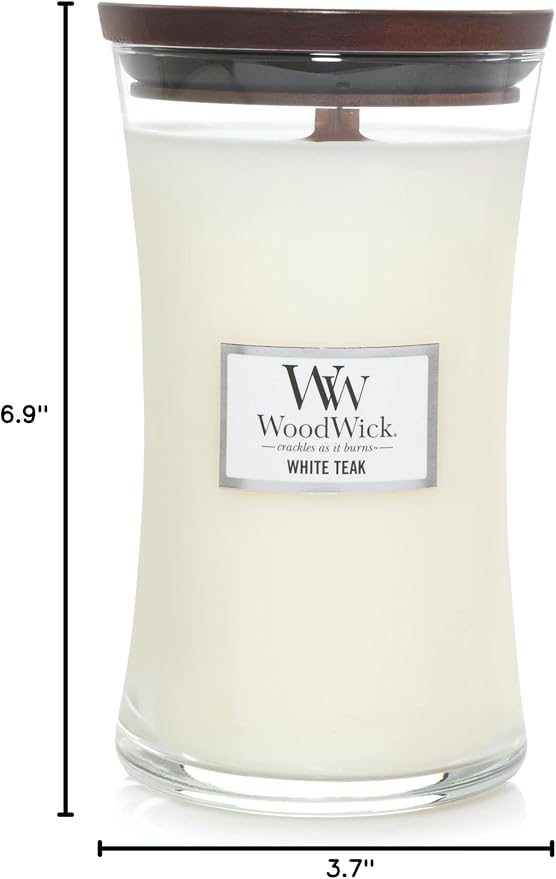 WoodWick Large Hourglass Candle in White Teak Premium Soy Blend Wax - Image 8