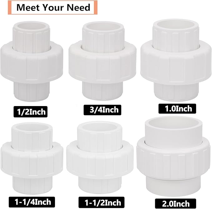 2 Pack 2" PVC Union Coupling Pipe Fitting 2 Inch PVC Slip Union PVC Adapter - Image 5