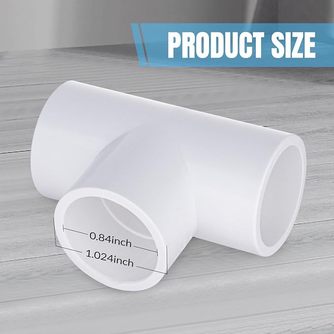 16 Pack 1 inch 3 Way Tee PVC Fitting, Furniture Grade Pipe Elbow Connector - Image 2
