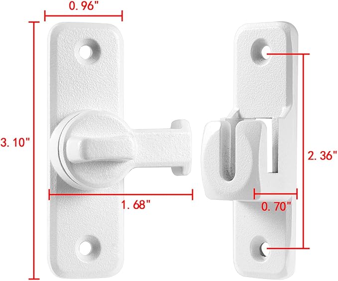 Matte White 90/180 Degree Flip Latch, Zinc Alloy Barn Door Latch | Right Angle - Image 2