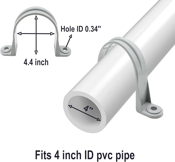 PVC Pipe Strap, 2-Holes Conduit Pipe Clamps Plastic Pipe Supports - Image 2