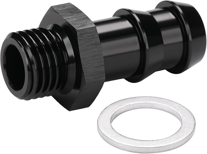 M14x1.5 Male Metric to 1/2 Barb Fuel Pump Inlet Adapter Fitting Aluminum Black - Image 4