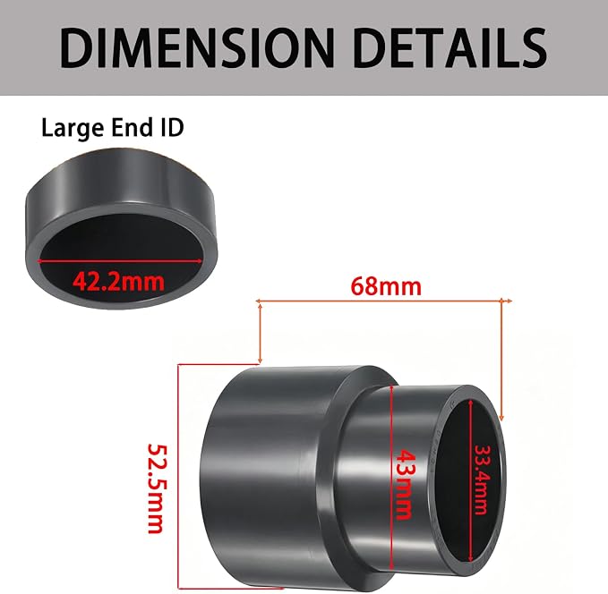 1-1/4 x 1 Inch SCH80 PVC Reducing Coupling, Increaser/Reducer Connector Pipe - Image 2