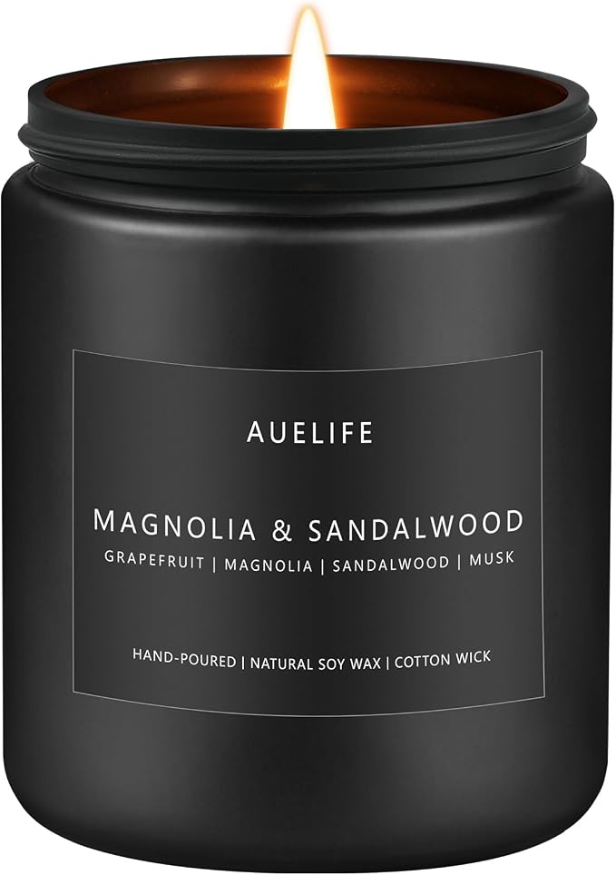 Magnolia & Sandalwood Scented Candle by Auelife