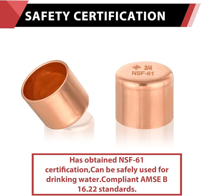 50 Piece EFIELD 3/4-inch Solder Copper Pipe End Cap | Copper Plumbing Fittings - Image 5