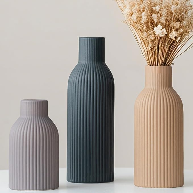 Modern Ceramic Vases Set of 3, Shelf Table Centerpiece by Vaurcesavase