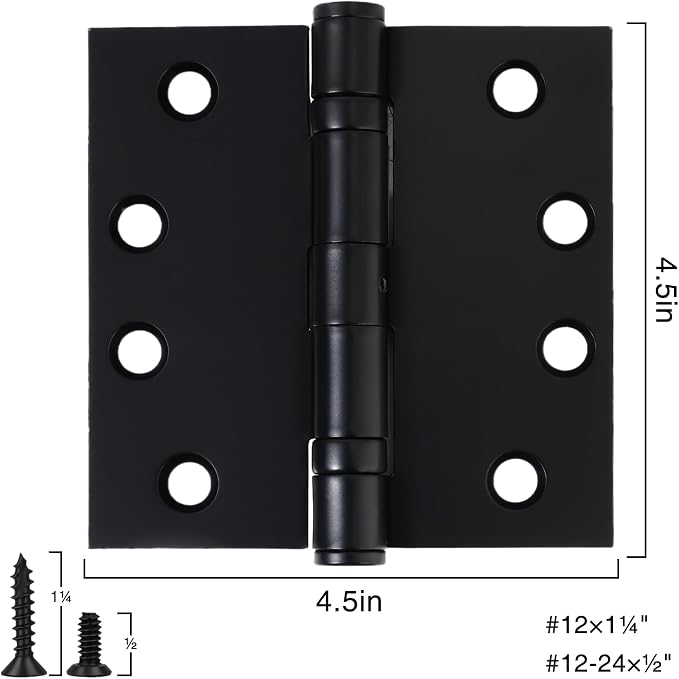 TDCHINGES Heavy Duty Door Hinges Matte Black 4.5 Inch x 4 1/2"Square 1 Pack | - Image 2