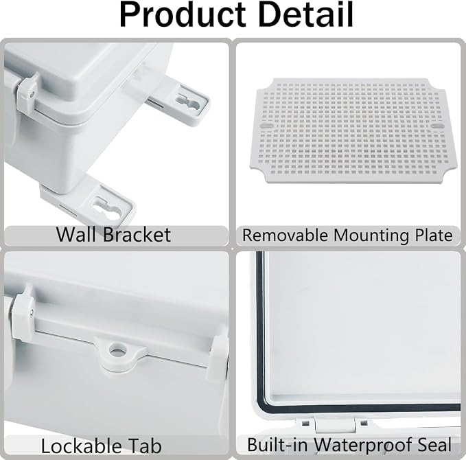 Junction Box, Hinged Grey Cover IP67 Waterproof ABS Project Box - Image 4