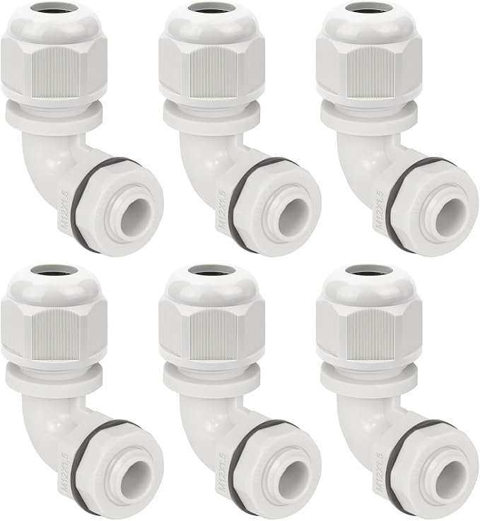 M12 Cable Gland, 90 Degree Adjustable 4-8mm Strain Relief, Cord Connectors by LeMotech