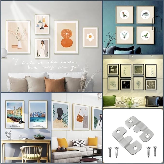 Interlocking Flush Mount Bracket Picture Hanging Hooks Stainless Steel Heavy - Image 5