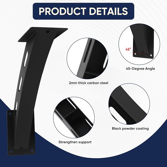 8-Pack 45 Degree Curved Pergola Beam Corner Support Brackets | Bent arc frame - Image 3