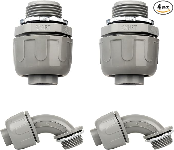 Conduit Connectors, 3/4 Inch Liquid Tight Connector NPT Non-Metallic by HDHAODA