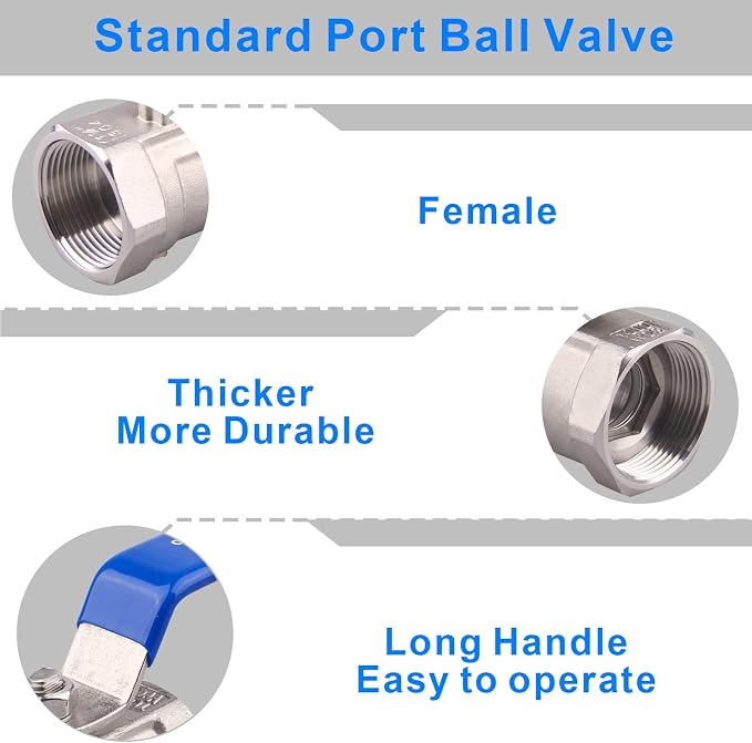 DERNORD Stainless Steel Ball Valve 1PC Type NPT Standard Port - Image 4