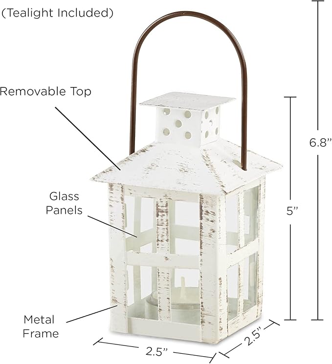 Kate Aspen Rustic Farmhouse Decor White Candle Holder Lantern Decorative - Image 6