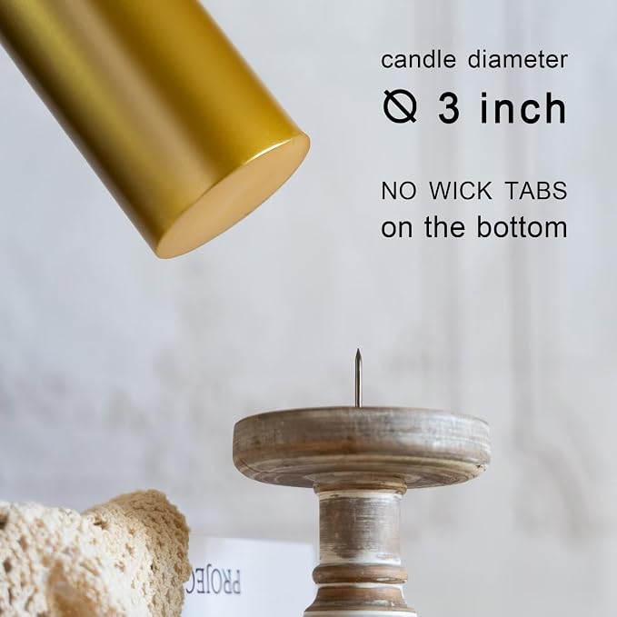 MOZEAL 3" x 8" Hand-Poured Unscented Large Candle, Smokeless Rustic Pillar - Image 4