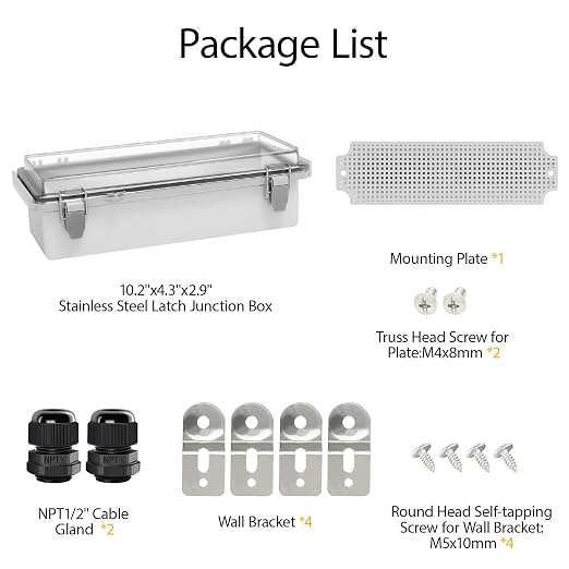 Electrical Box, IP67 Waterproof Hinged Clear Cover Stainless Steel Latch - Image 9