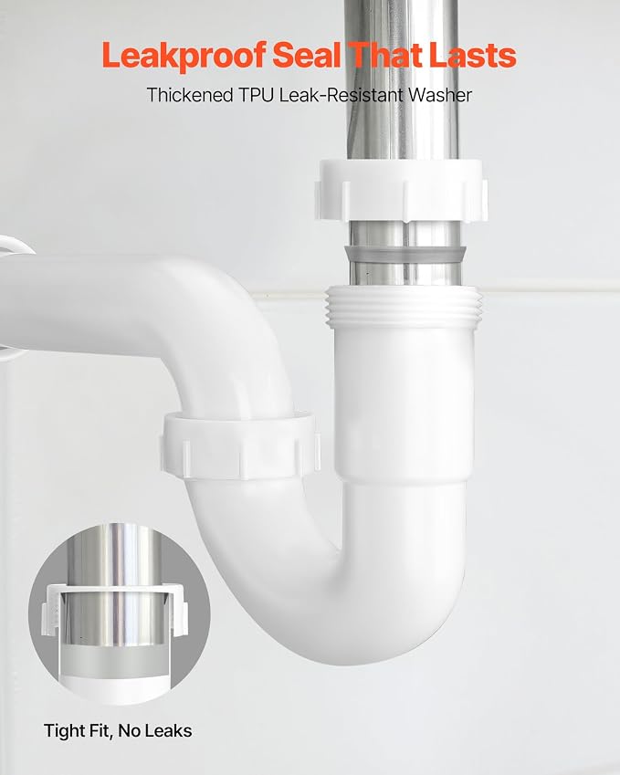 VEVOR P-Trap, 1-1/2 Inch P Trap Sink Drain Pipe Kit - Image 3
