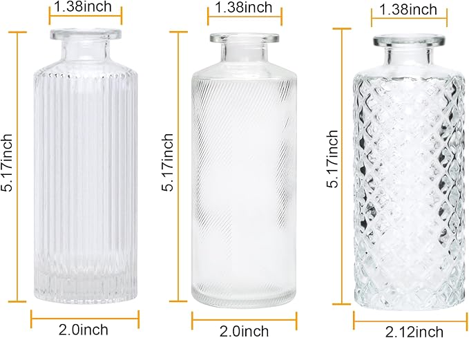 Glass Bud Vase Set in Bulk, Home Table Flower Decor, Party Decorations | Small - Image 2