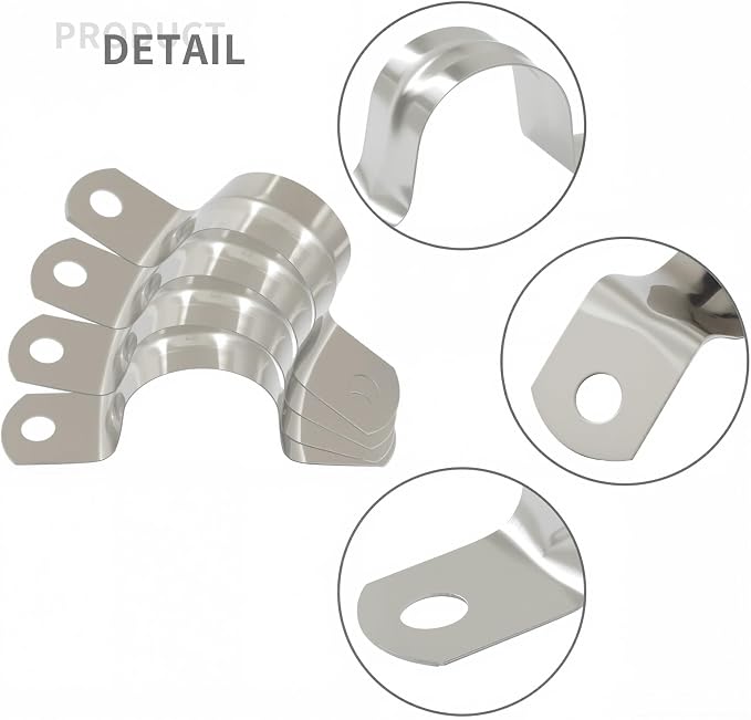 BokWin 40 Pcs M25 U Shaped Bracket Clamps, 1 Inch 304 Stainless Steel Two Hole - Image 3