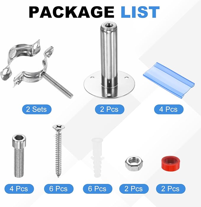 HARFINGTON 2 Set Wall Mount Ceiling Mount Pipe Supports 304 Stainless Steel - Image 3