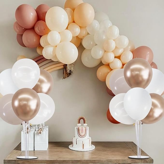 TONIFUL 4 Set Nude White Champagne Gold Balloon Stand Centerpiece - Image 4