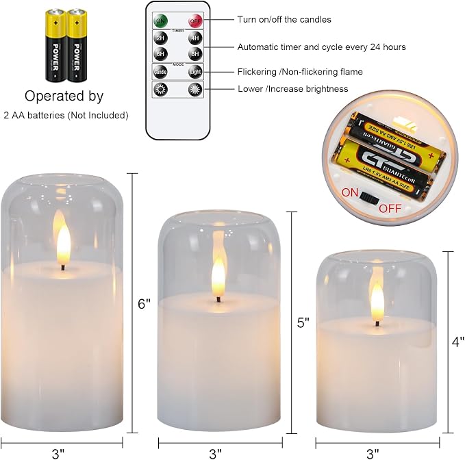 GenSwin Clear Glass LED Flameless Candles - Image 7