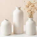 Small Beige Ceramic Vase Set of 3, Modern Boho Farmhouse Flowers Vases | by Veklray