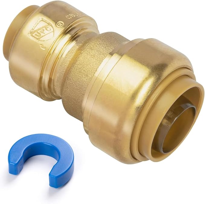 Push-Fit Reducing Coupling, 3/4" to 1/2" Brass Plumbing Fitting by KAINGA