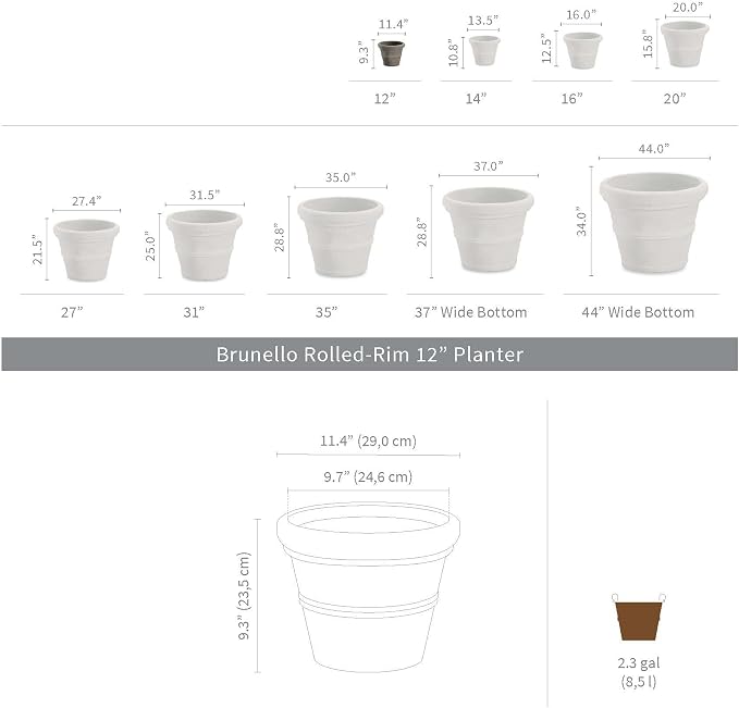 Crescent Garden Brunello Small Classic Black Planter, Indoor/Outdoor - Image 2