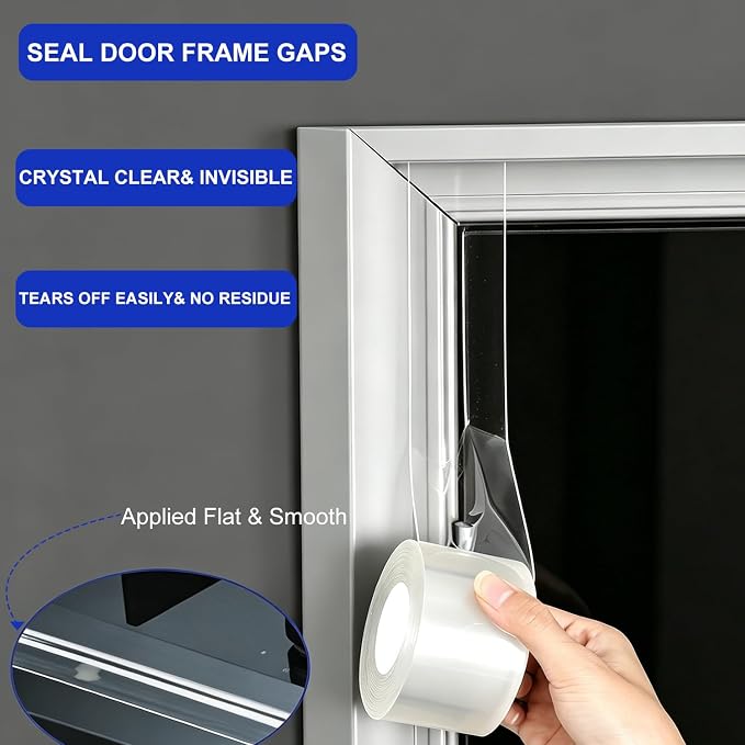 Window Sealing Tape 2 Inch x 33 Ft Transparent Window Insulation Waterproof - Image 3