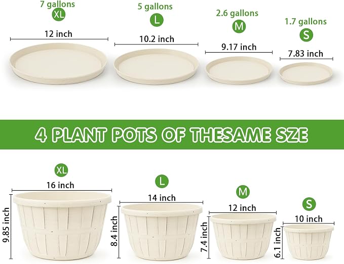 Quarut 12 Inch 4 Pack Large Planters Pot - Image 3