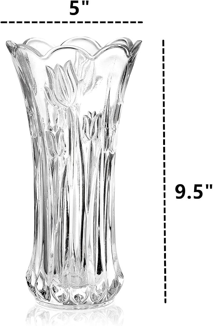 Dicunoy Set of 2 Glass Flower Vase, 9.5" Large Flower Vases - Image 2